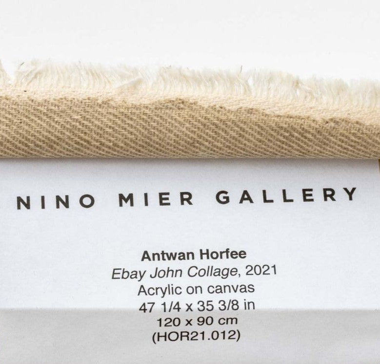 Antwan Horfee (France) | Ebay John Collage, 2021 | Acrylic on Canvas, 120x90