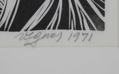 Vytautas Ignas | A Dream, 1971 | Woodcut, 4/75, 85x75 (95x84)