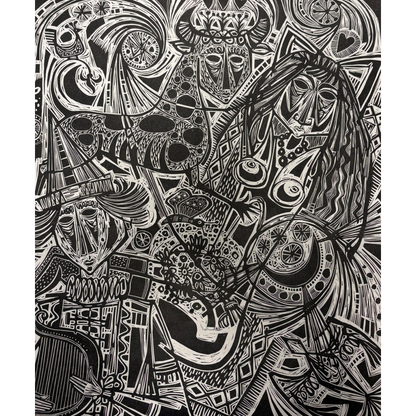 Vytautas Ignas | A Dream, 1971 | Woodcut, 4/75, 85x75 (95x84)