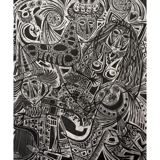 Vytautas Ignas | A Dream, 1971 | Woodcut, 4/75, 85x75 (95x84)