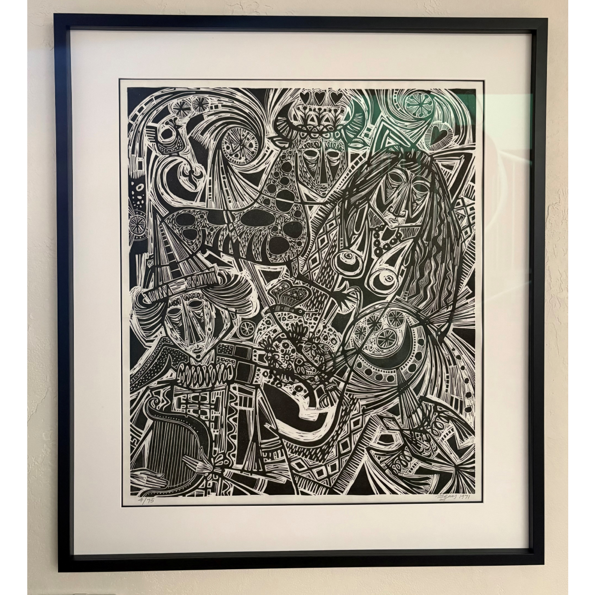 Vytautas Ignas | A Dream, 1971 | Woodcut, 4/75, 85x75 (95x84)
