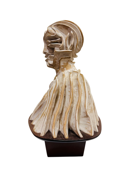 Pierre Dedieu (1928-2013, Prancūzija) | Šypsančio vyro biustas, 1960 | Medis, sidabro patina, 35,5x29x20