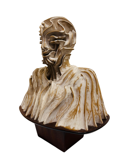 Pierre Dedieu (1928-2013, Prancūzija) | Šypsančio vyro biustas, 1960 | Medis, sidabro patina, 35,5x29x20