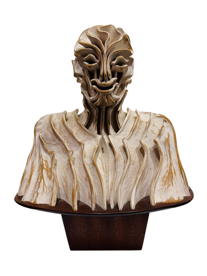 Pierre Dedieu (1928-2013, Prancūzija) | Šypsančio vyro biustas, 1960 | Medis, sidabro patina, 35,5x29x20