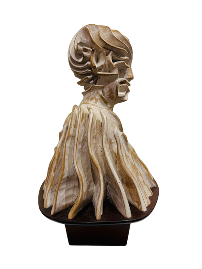 Pierre Dedieu (1928-2013, Prancūzija) | Šypsančio vyro biustas, 1960 | Medis, sidabro patina, 35,5x29x20