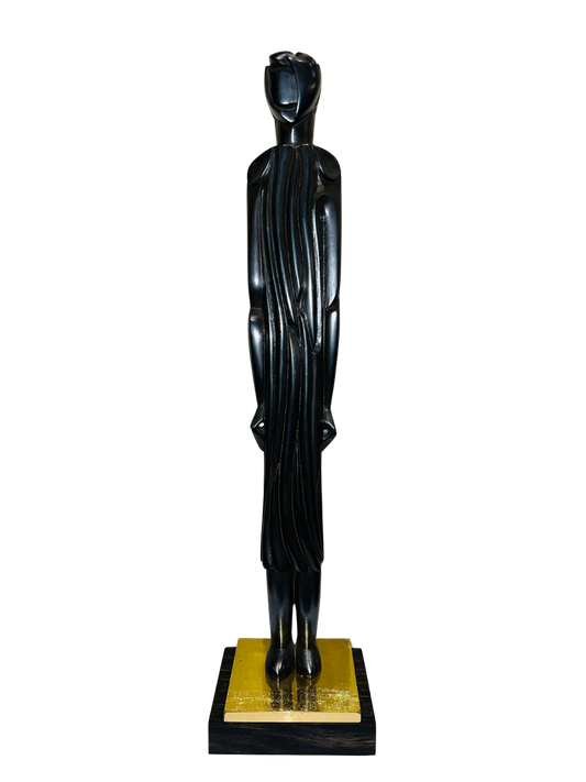 Pierre Dedieu (1928-2013, Prancūzija) | Iškilminga drapiruota figūra, 1955 | Medis, 44.5x11x 9