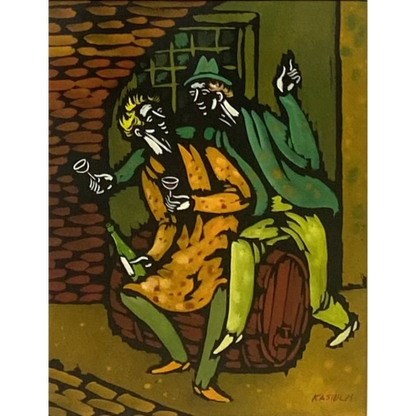 Vytautas Kasiulis |  Linksmybės | Pastelė, popierius, 32,5x25 (45x37)