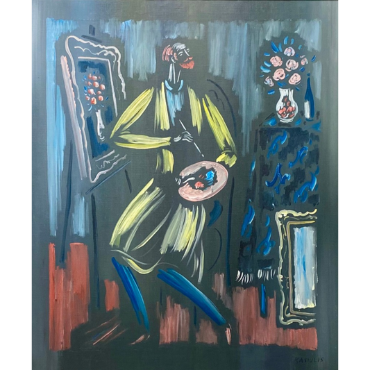 Vytautas Kasiulis | Painter in studio | Oil on canvas, 65x54 (73x62)