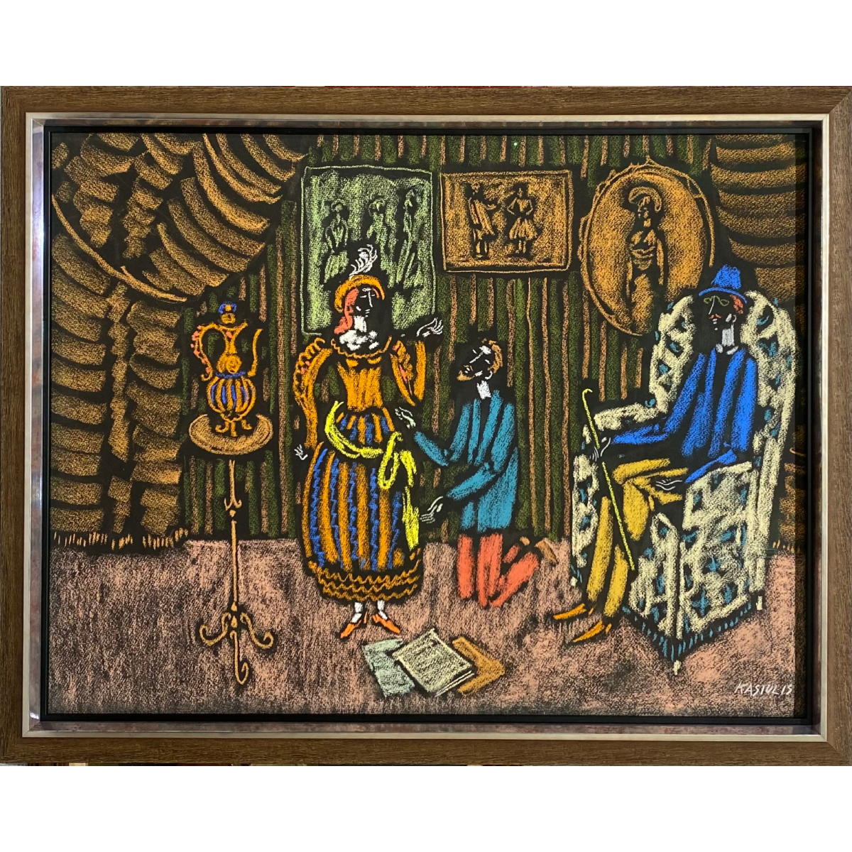 Vytautas Kasiulis | Scene | Pastel on paper, 50x65 (56x71)