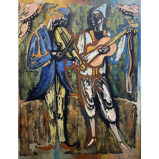 Vytautas Kasiulis | Muzikantai | Drobė, aliejus, 92x73  (115x96)