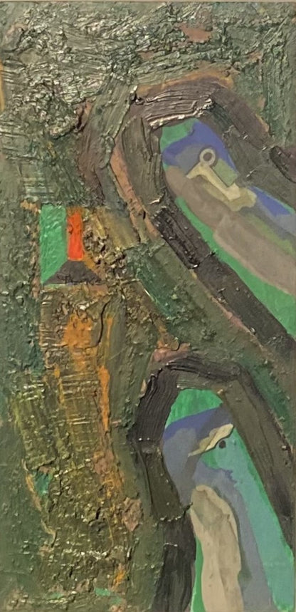 Vincas Kisarauskas | Strange State, 1982 | Mixed media, cardboard, 34x16,5 (51x33)