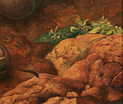 Samuel Bak | REZERVUOTA | Natiurmortas, 1975 | Drobė, aliejus, 40,5x41 (67,5x67,5)