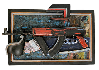 Valentinas Antanavičius | Napoleon and Kalashnikov, 1997 | Assemblage, 75x50