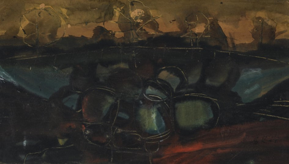 Eva Kubbos | Over the Rocks, 1964 |  Mixed media on board, 28.7x49.5 (35x56)