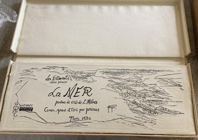 Pranas Gailius | Dailininko knyga dėžutėje La Mer / Jūra, 1970 | Linoraižiniai, reljefas, 21x55