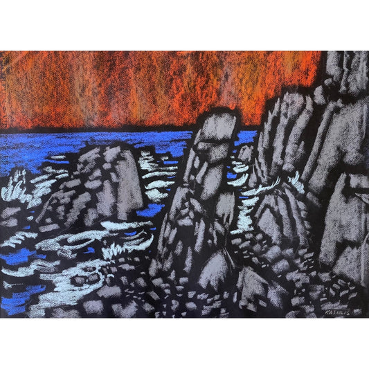 Vytautas Kasiulis | Jūros krantas XX a. 5-6 deš. | Pastelė, popierius, 49x64 (73x89)