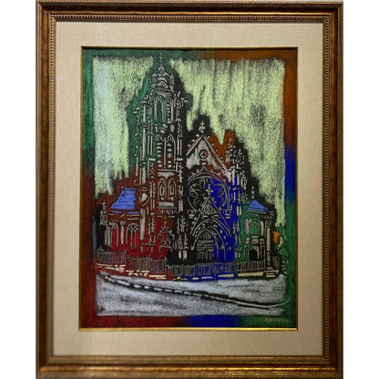 Vytautas Kasiulis | Saint Maclou Cathedral in Pontoise | Pastel, paper, 65x50 (84x69)