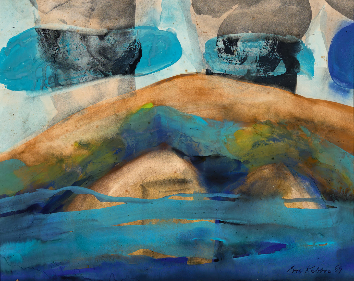 Eva Kubbos | Rocks, 1969 | Watercolor, gouache, paper, 47x60 (65x83)