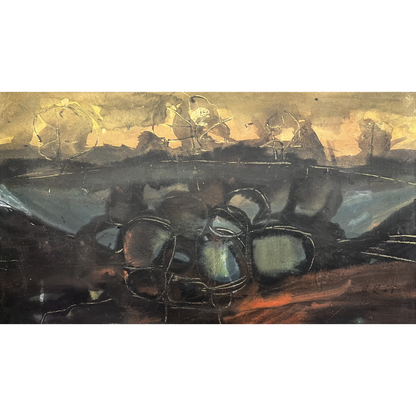 Eva Kubbos | Over the Rocks, 1964 |  Mixed media on board, 28.7x49.5 (35x56)