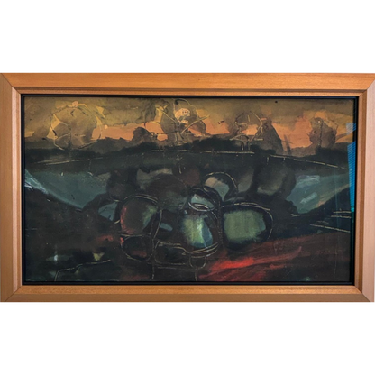 Eva Kubbos | Over the Rocks, 1964 |  Mixed media on board, 28.7x49.5 (35x56)