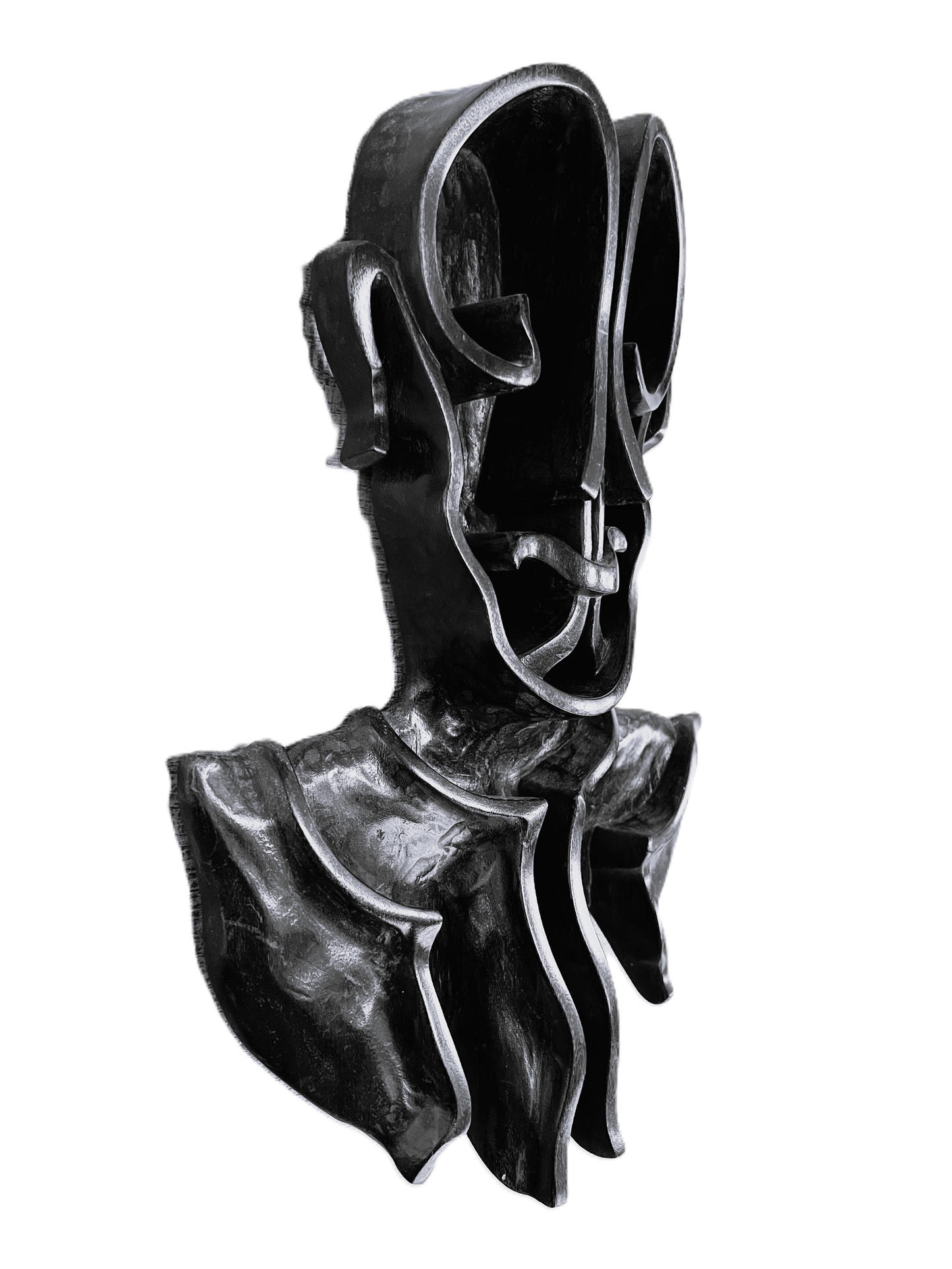 Pierre Dedieu (1928-2013, Prancūzija) | Kaukė su laimingu veidu, 1962 | Medis, 36.5x24.5x5.5