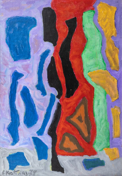 Leonas Katinas | Kompozicija, 1978 | Drobė ant kartono, akrilas, 70x50 (80.5x60.5)