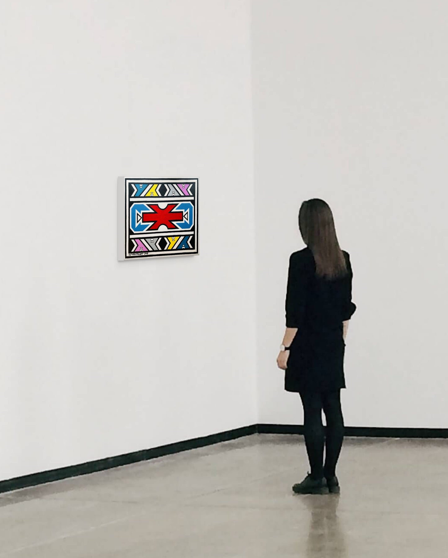 Esther Mahlangu (g. 1935, PAR) | Ndebele Pattern, 2015 | Akrilas, drobė, 40,5x50,5