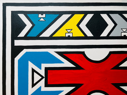Esther Mahlangu (g. 1935, PAR) | Ndebele Pattern, 2015 | Akrilas, drobė, 40,5x50,5
