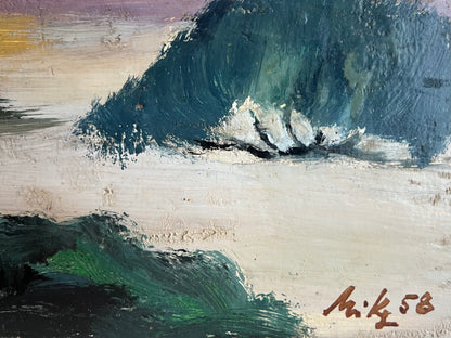 Jurgis Mikševičius | Beach and Sky, 1958 | Oil on board, 36.5x51