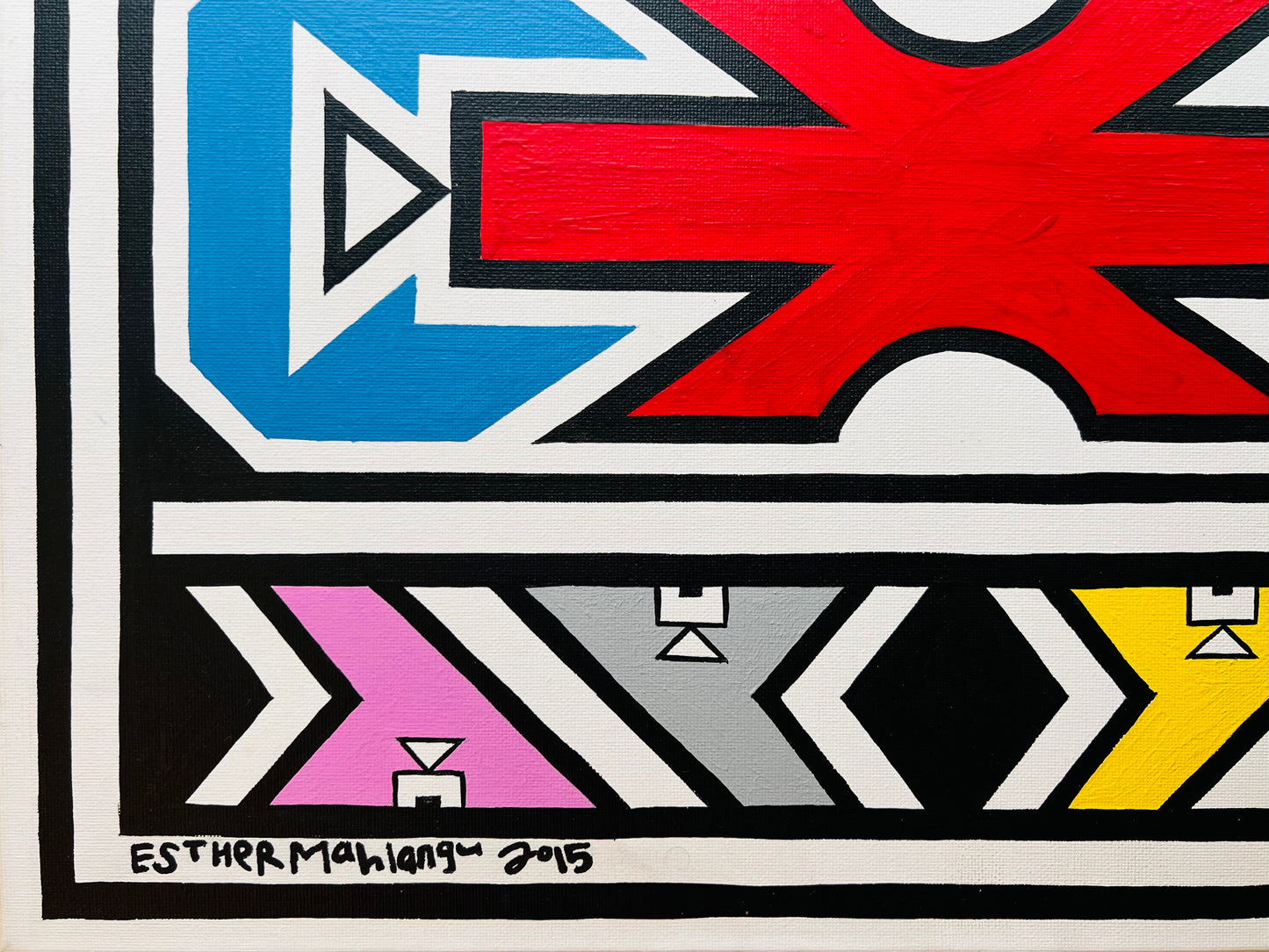 Esther Mahlangu (g. 1935, PAR) | Ndebele Pattern, 2015 | Akrilas, drobė, 40,5x50,5
