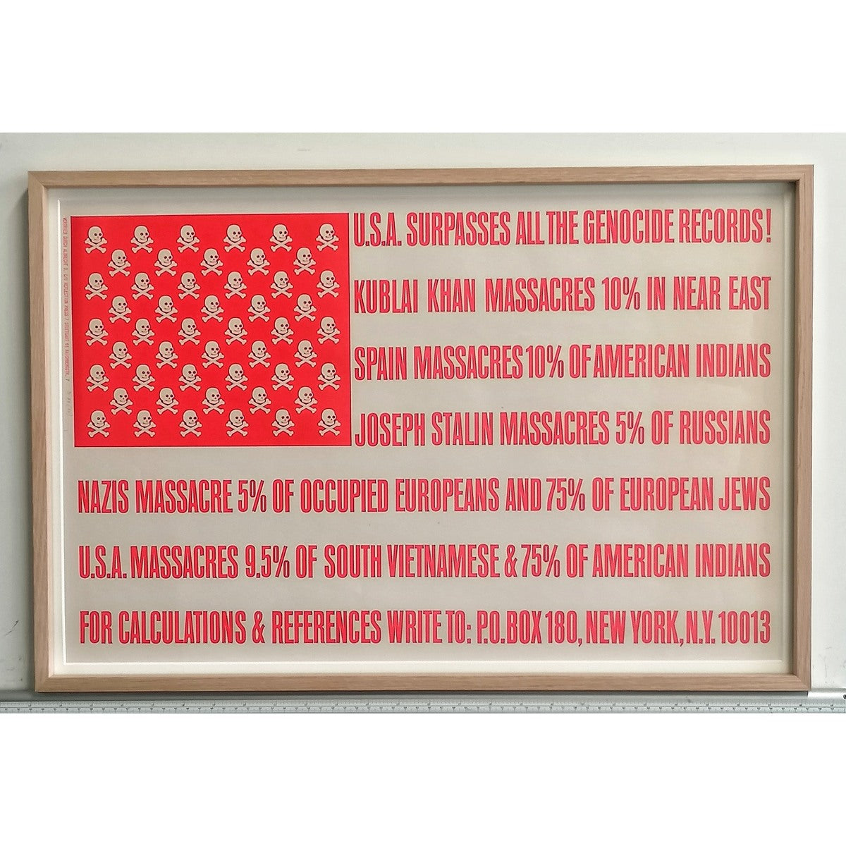 George Mačiūnas | U.S.A. surpasses all the genocide records!, 1973 | Ofsetinė litografija ant popieriaus, 40x61