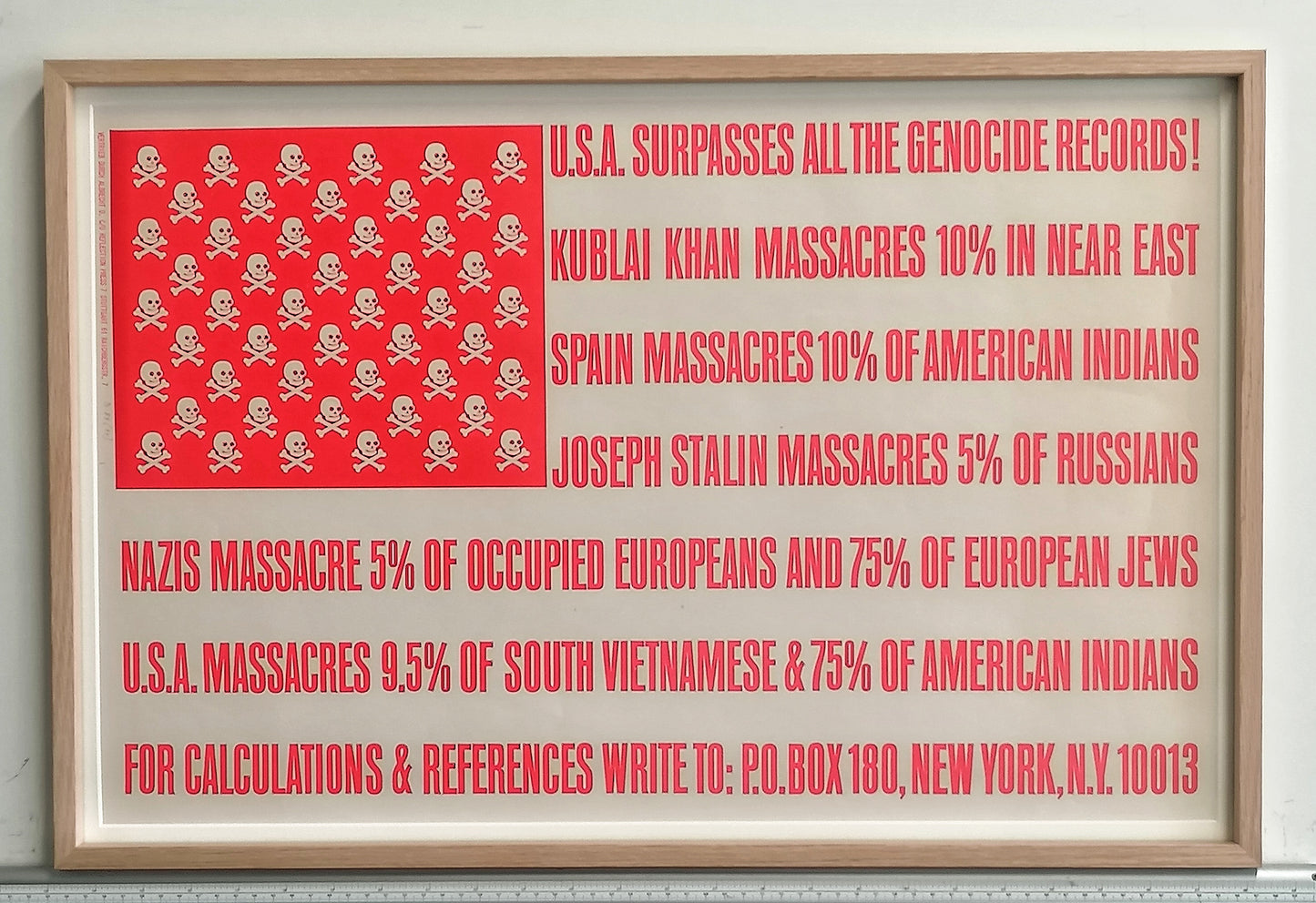 George Mačiūnas | U.S.A. surpasses all the genocide records!, 1973 | Offset lithograph, 40x61