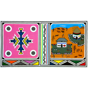 Esther Mahlangu (b. 1935, South Africa) | Ndebele Pattern & Dwelling, 2015 | Acrylic on canvas, 168x304
