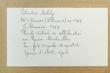 Žibuntas Mikšys |  Le Danseuse / Šokėja, 1967 | Ofortas, akvatinta, pop., 18x9,5 (37,5x28,5)