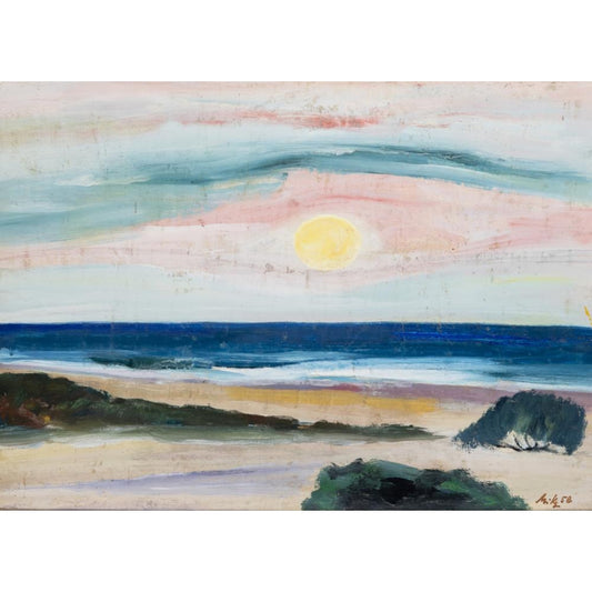 Jurgis Mikševičius | Beach and Sky, 1958 | Aliejus ant kartono, 36.5x51 (44x58)