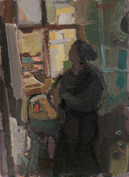 Moshe Rosenthalis | Woman in the Atelier | Aliejus, kartonas, 33x24 (45x36)