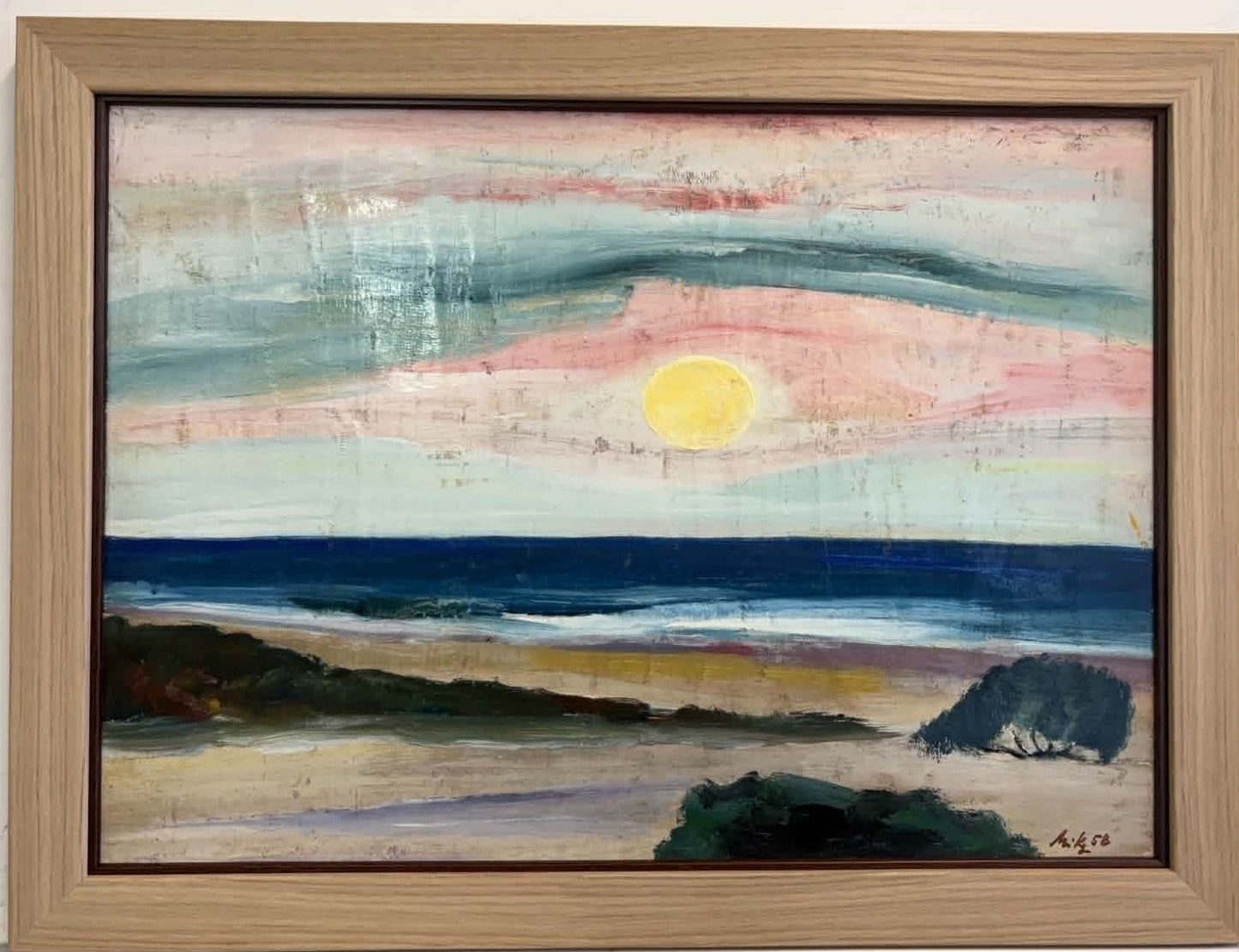 Jurgis Mikševičius | Beach and Sky, 1958 | Oil on board, 36.5x51