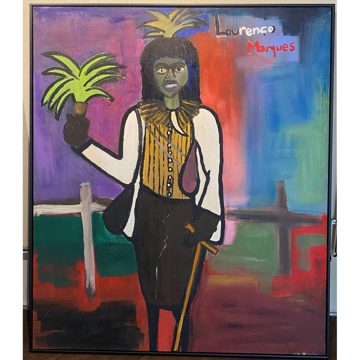 Cassi Namoda (Mozambikas) | Medicine Man on a Visit to Lourenço Marques, 2018 | Aliejus, akrilas, drobė, 137x117