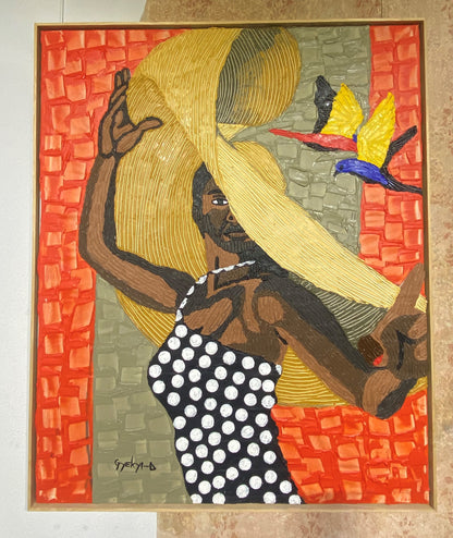 Daniel Gyekyi Gyan (Ghana) | Polka Do Dress, 2023 | Canvas, acrylic, 124×100