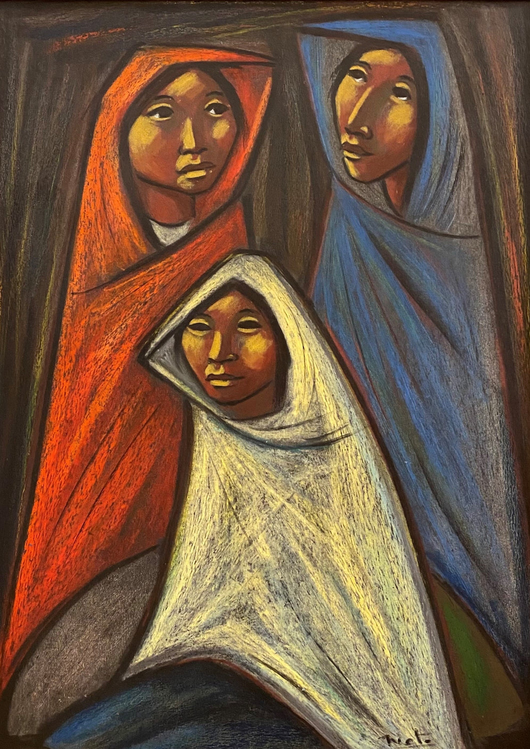 Arturo Nieto (Ecuador)<br>3 moterys<br>Popierius, pastelė 47x35 (60x48)