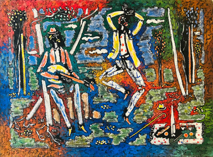 Vytautas Kasiulis | Guitar Player and Dancer, 1951 | Oil on canvas, 60x81