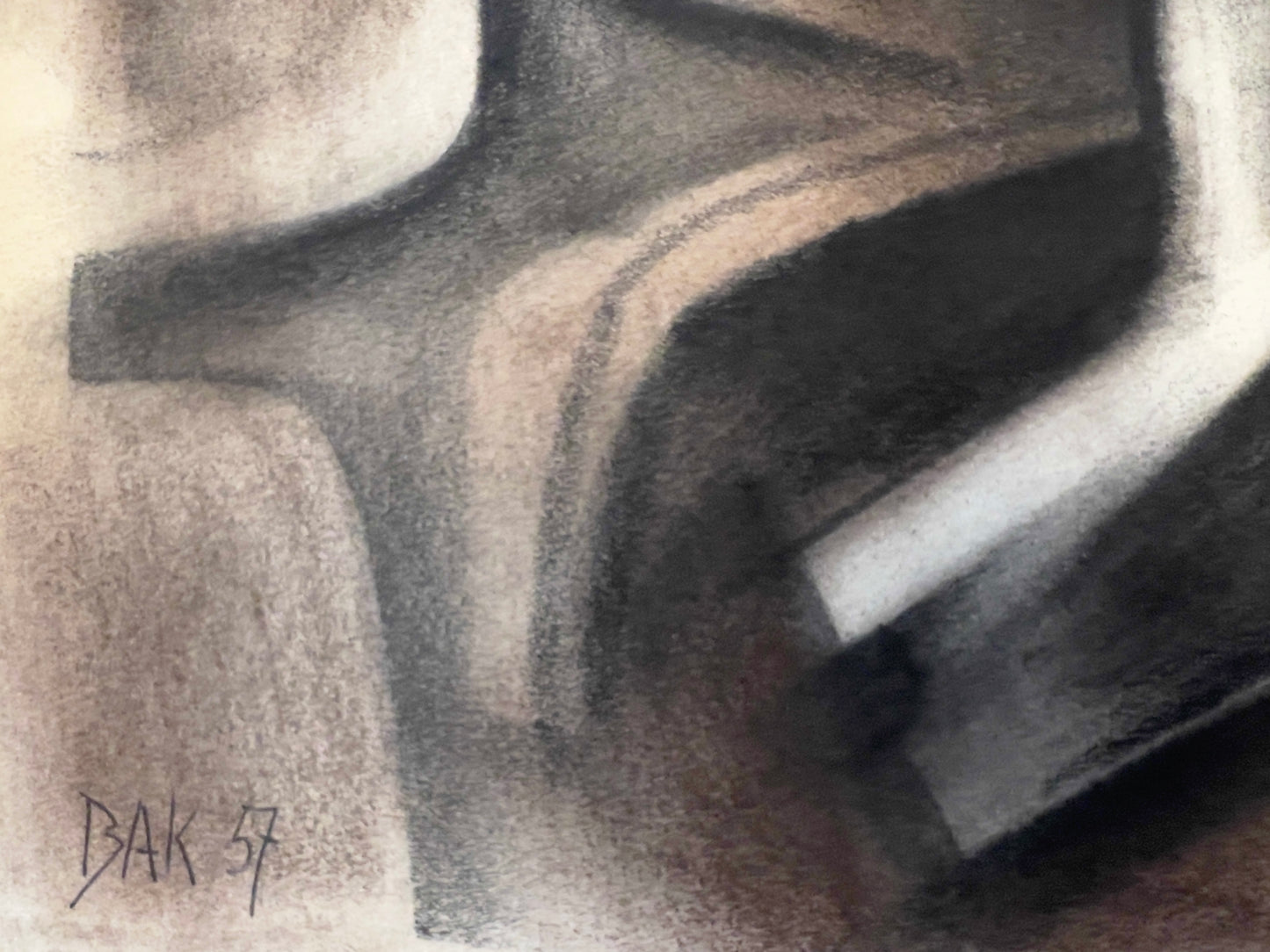 Samuel Bak | Abstract, 1957 | Mixed media on paper, 33x50 (52x69)