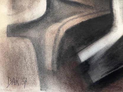 Samuel Bak | Abstract, 1957 | Mixed media on paper, 33x50 (52x69)