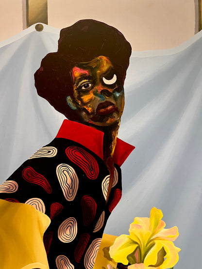 Pabi Daniel | She Holds the Glory of the Goddess, 2025 | Acrylic on canvas, 147x121