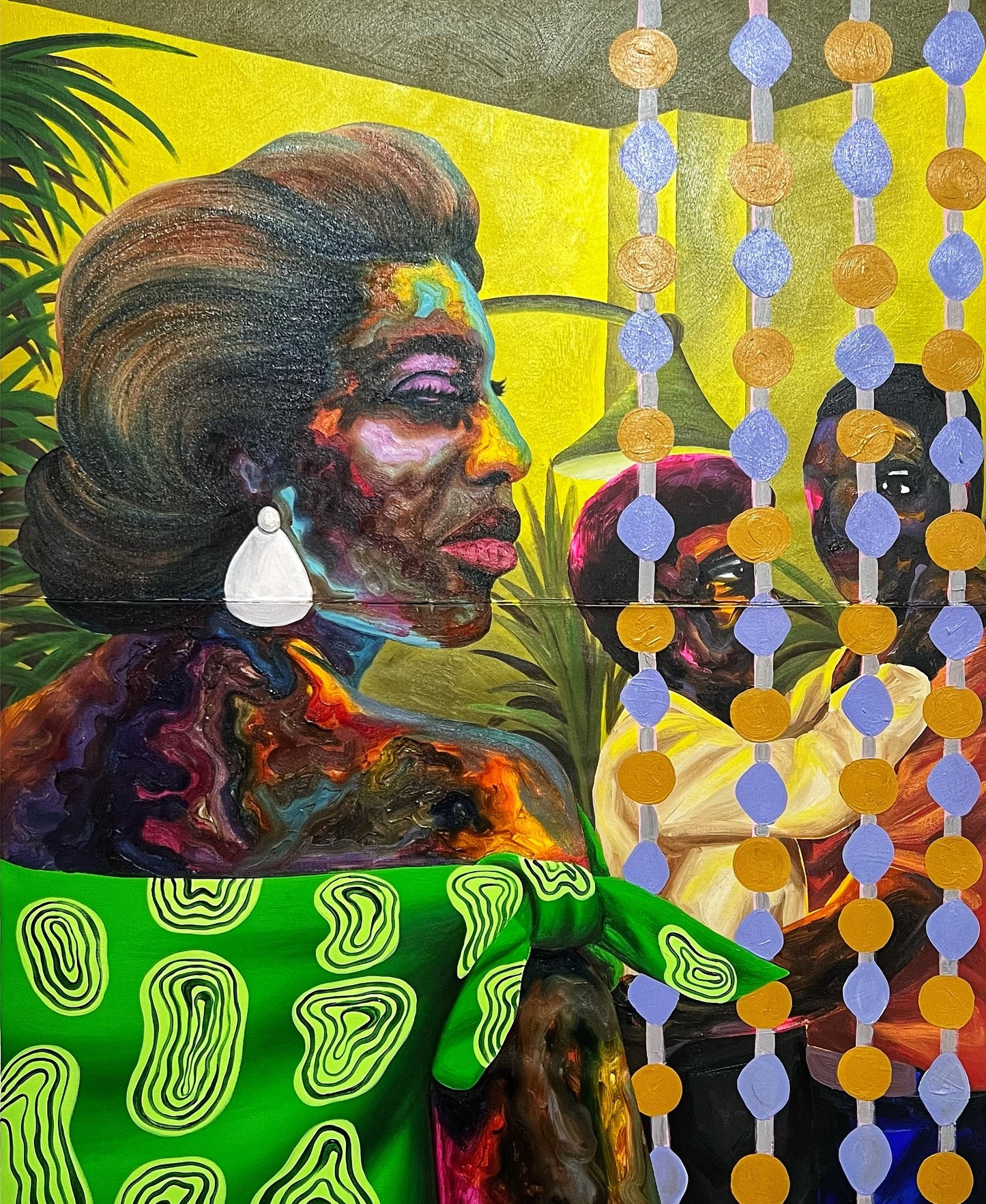 Pabi Daniel | Yet She Remains Regal in Their Presence (Diptych), 2024 | Aliejus, akrilas, drobė, 105x83