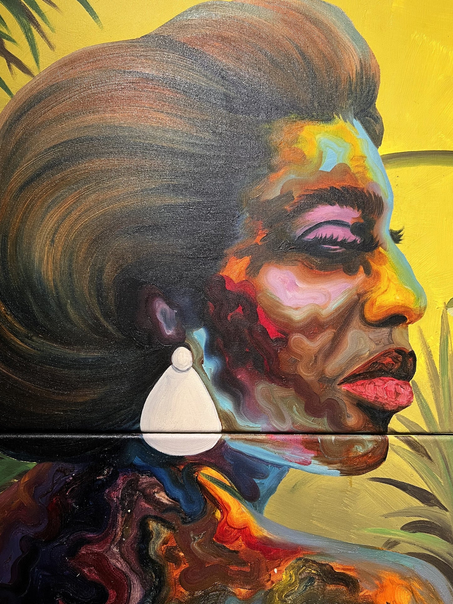 Pabi Daniel | Yet She Remains Regal in Their Presence (Diptych), 2024 | Aliejus, akrilas, drobė, 105x83