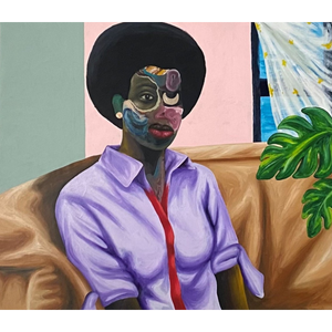 PABI DANIEL (Ghana) | Sitting, 2023 | Oil, acrylic, canvas, 121x157