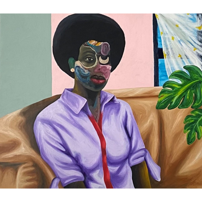 PABI DANIEL (Ghana) | Sitting, 2023 | Oil, acrylic, canvas, 121x157