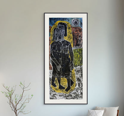 Viktoras Petravičius | Sužadėtiniai, 1974 | Monotipija, popierius, 137x57 (161x81)