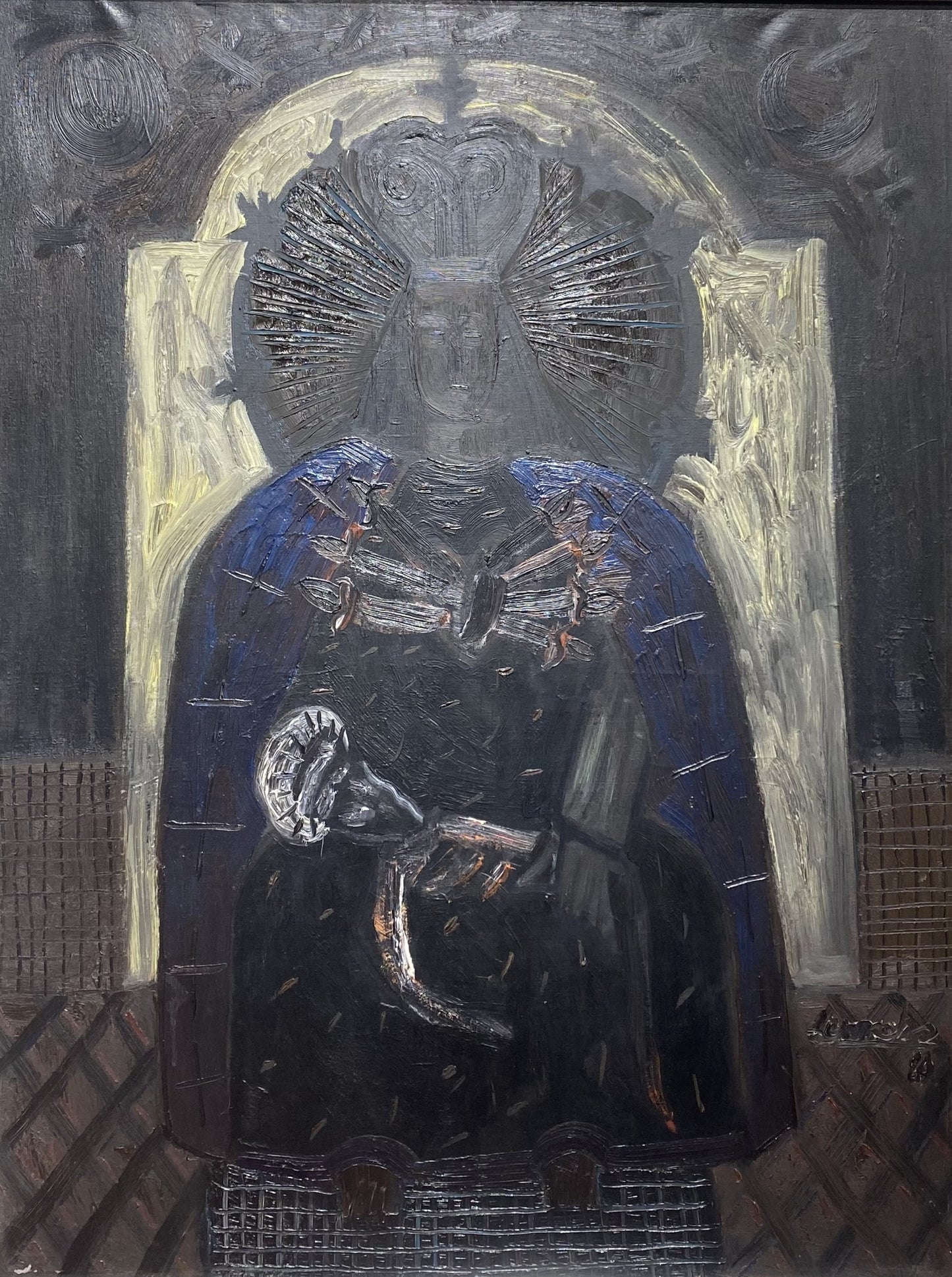 Leonardas Gutauskas | Black Pieta, 1989 | Oil on canvas, 100x75 (107x82)